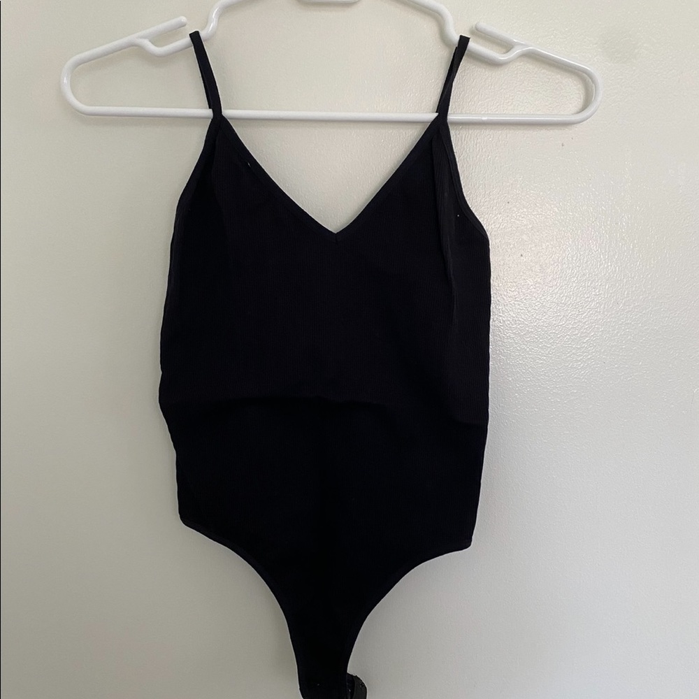 Black Ribbed Bodysuit